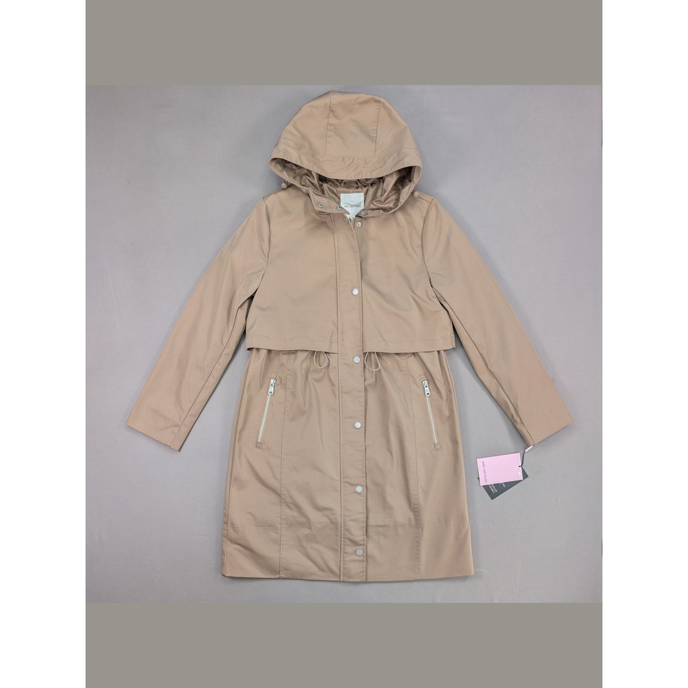 NWT Avec Les Filles Fawn Hooded Raincoat Trench Coat XS